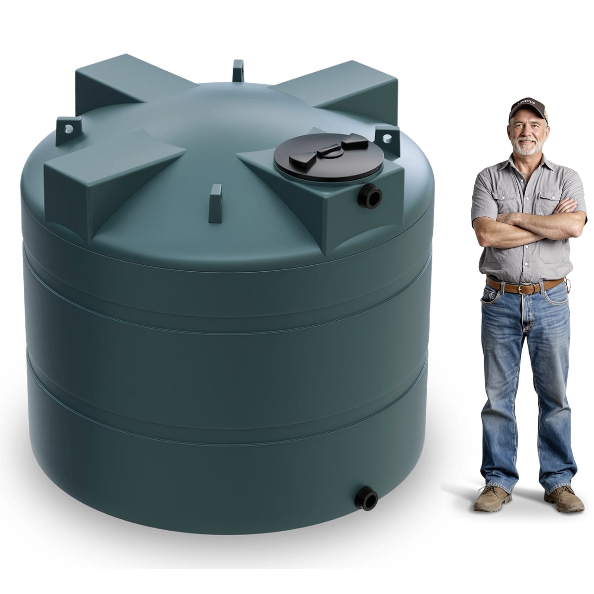 1000 Gallon Vertical Water Storage Tank - Green