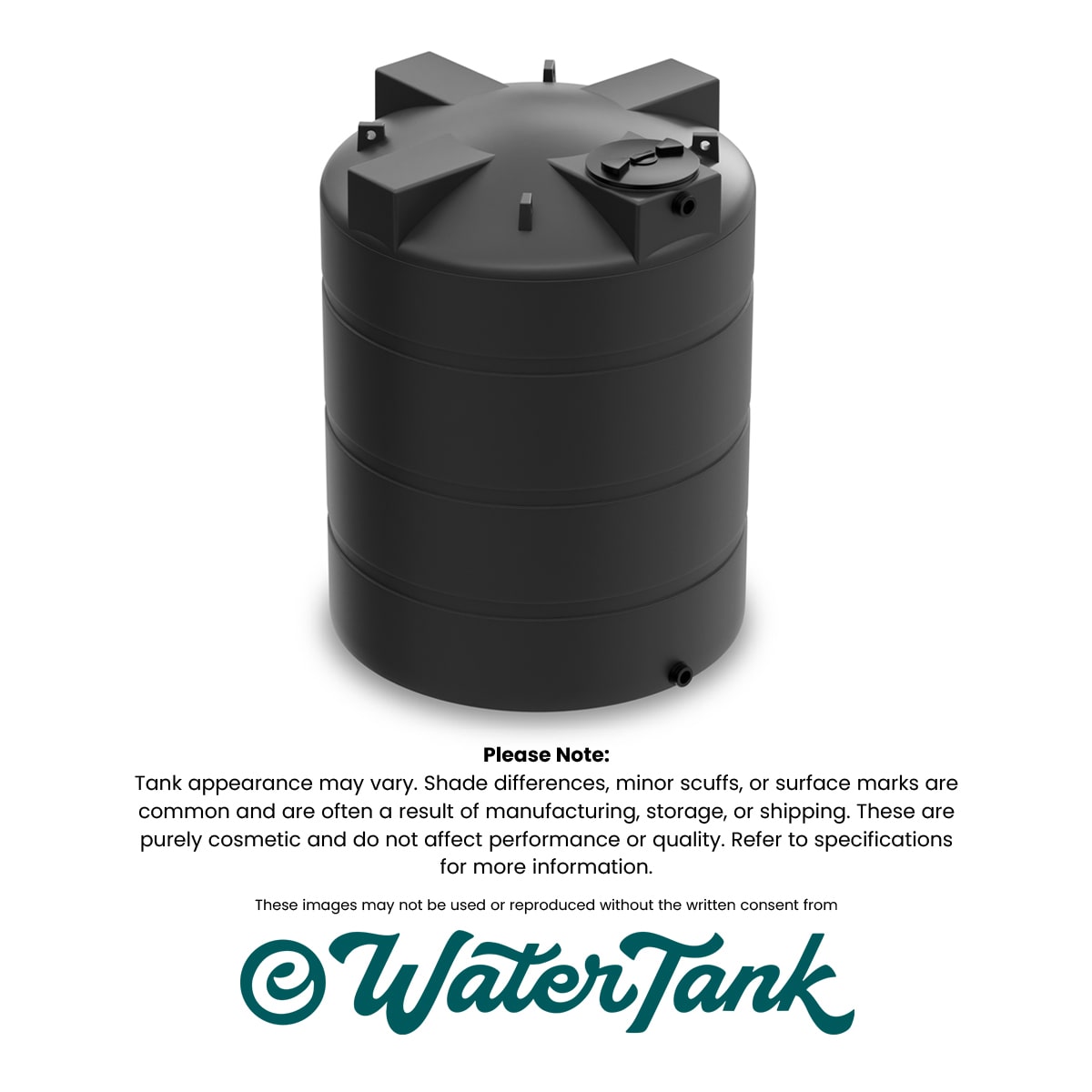 1500 Gallon Vertical Water Storage Tank - Black