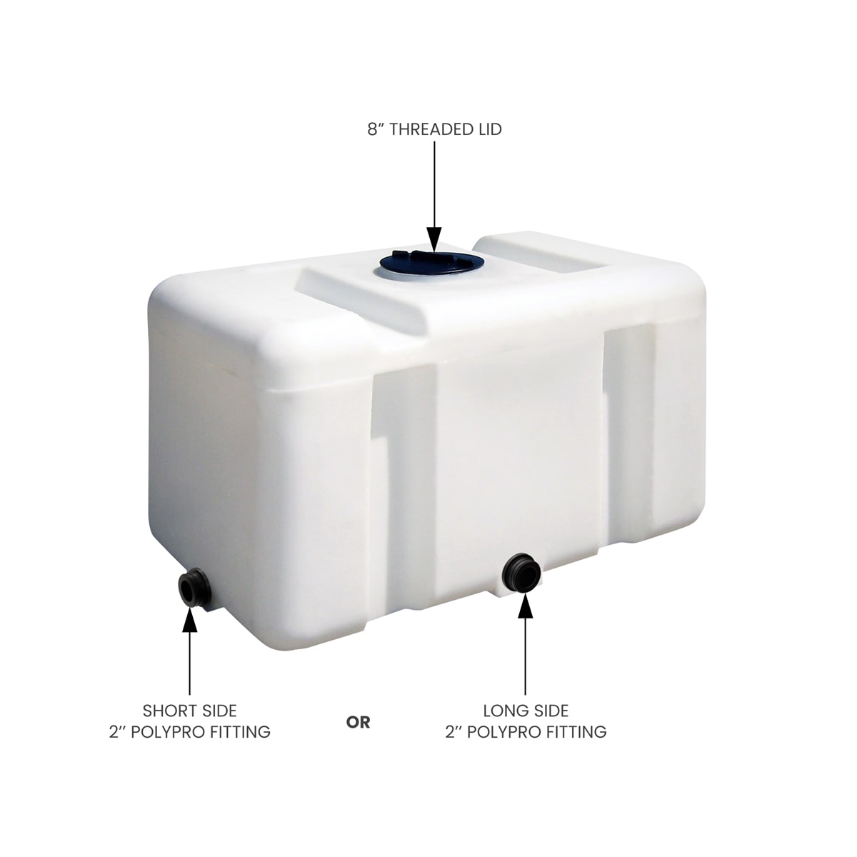 150 Gallon Rectangular Truck Bed Water Tank