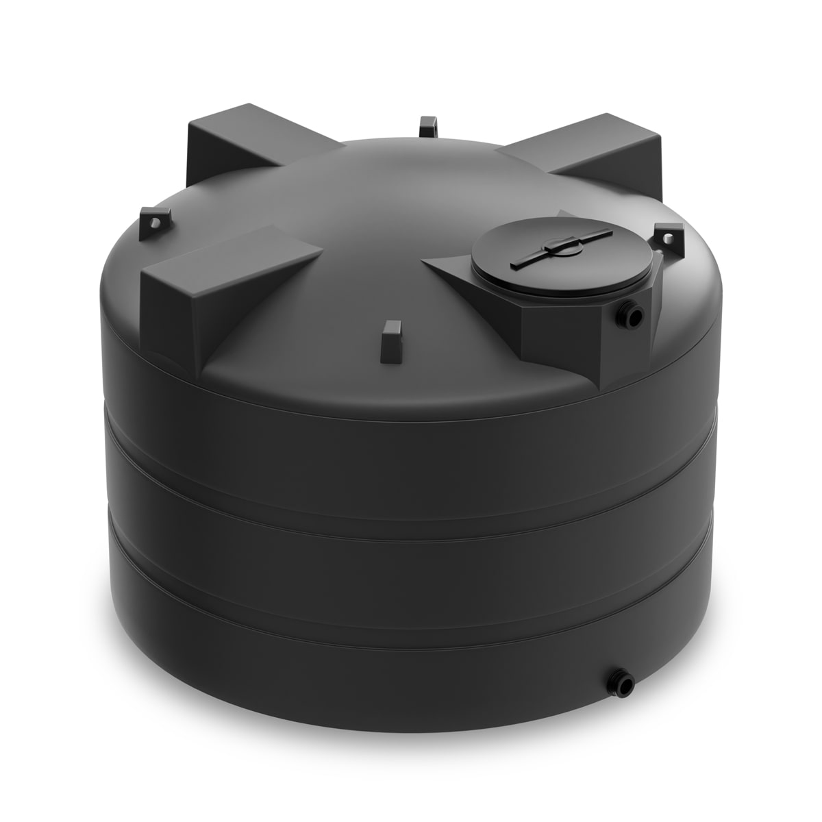 1600 Gallon Vertical Water Storage Tank - Black