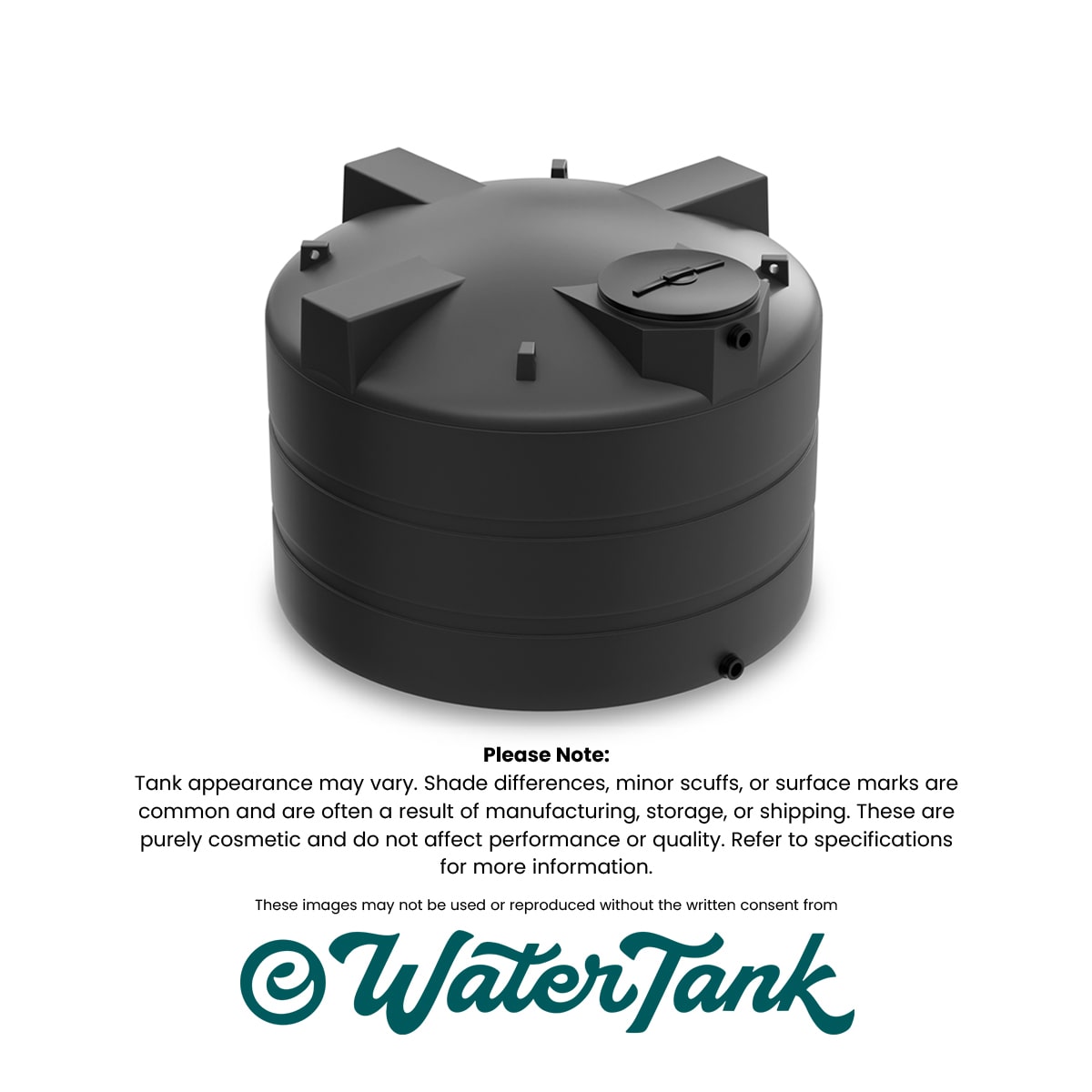 1600 Gallon Vertical Water Storage Tank - Black