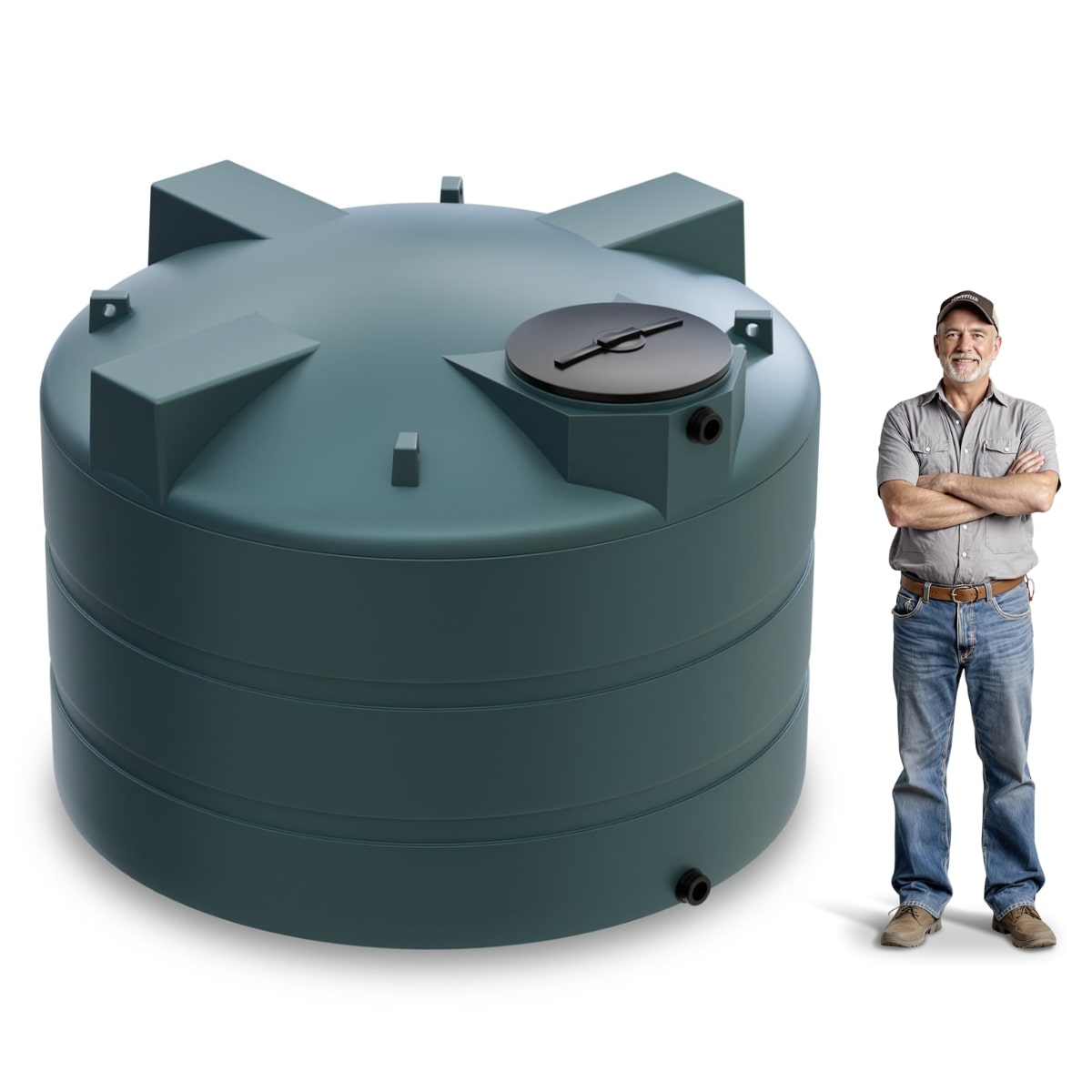 1600 Gallon Vertical Water Storage Tank - Green