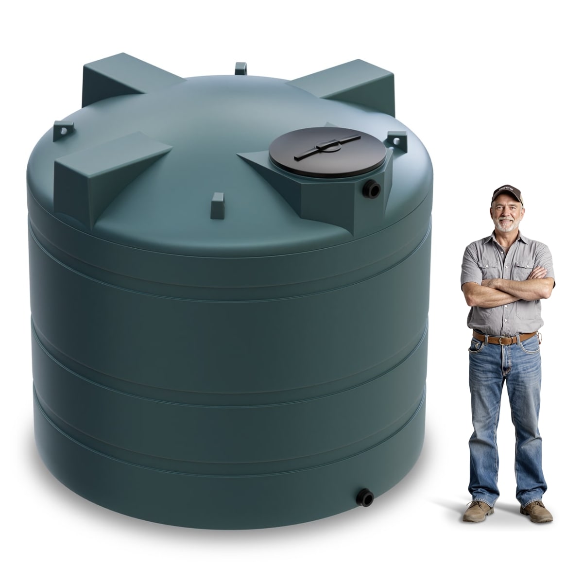 2000 Gallon Vertical Water Storage Tank - Green