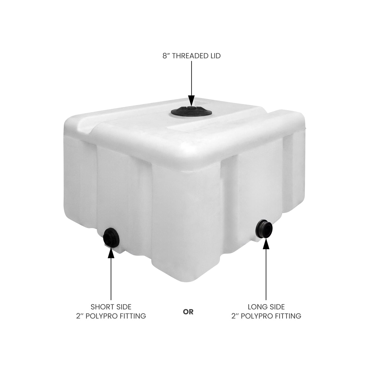 200 Gallon Rectangular Truck Bed Water Tank