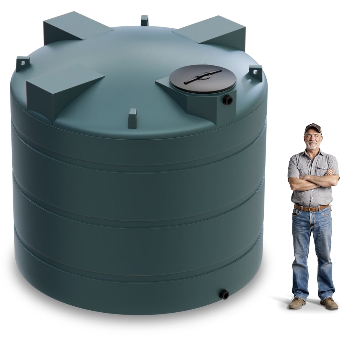 2500 Gallon Vertical Water Storage Tank - Green