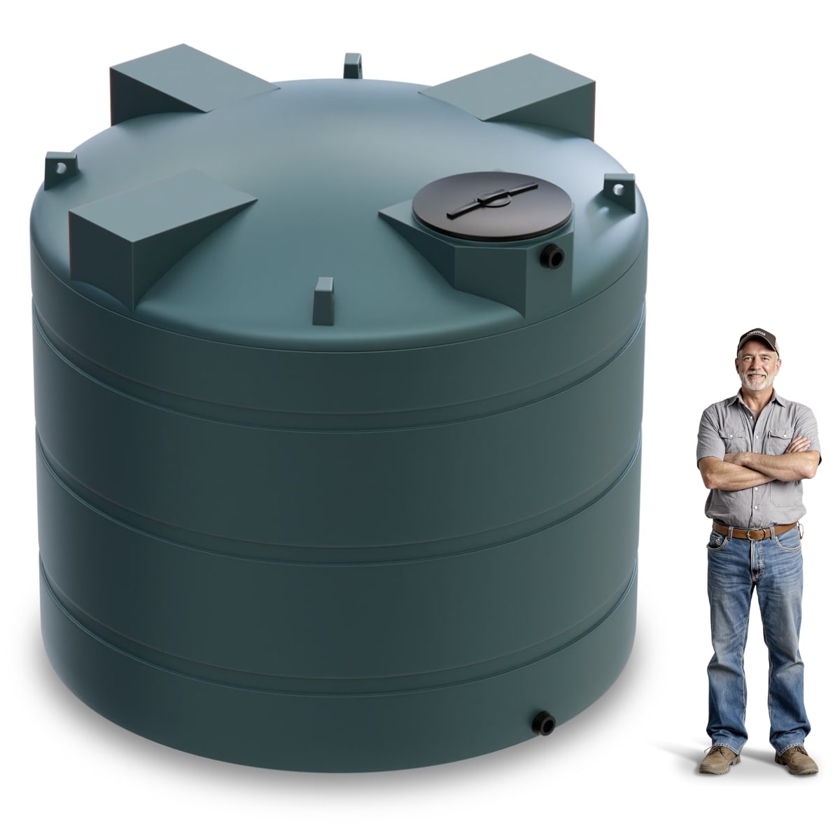 3000 Gallon Vertical Water Storage Tank - Green