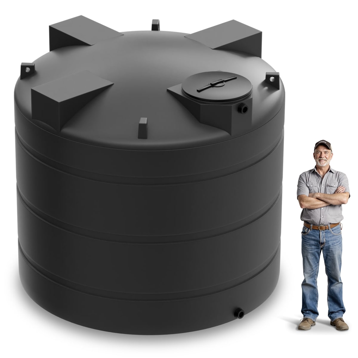 3000 Gallon Vertical Water Storage Tank - Black