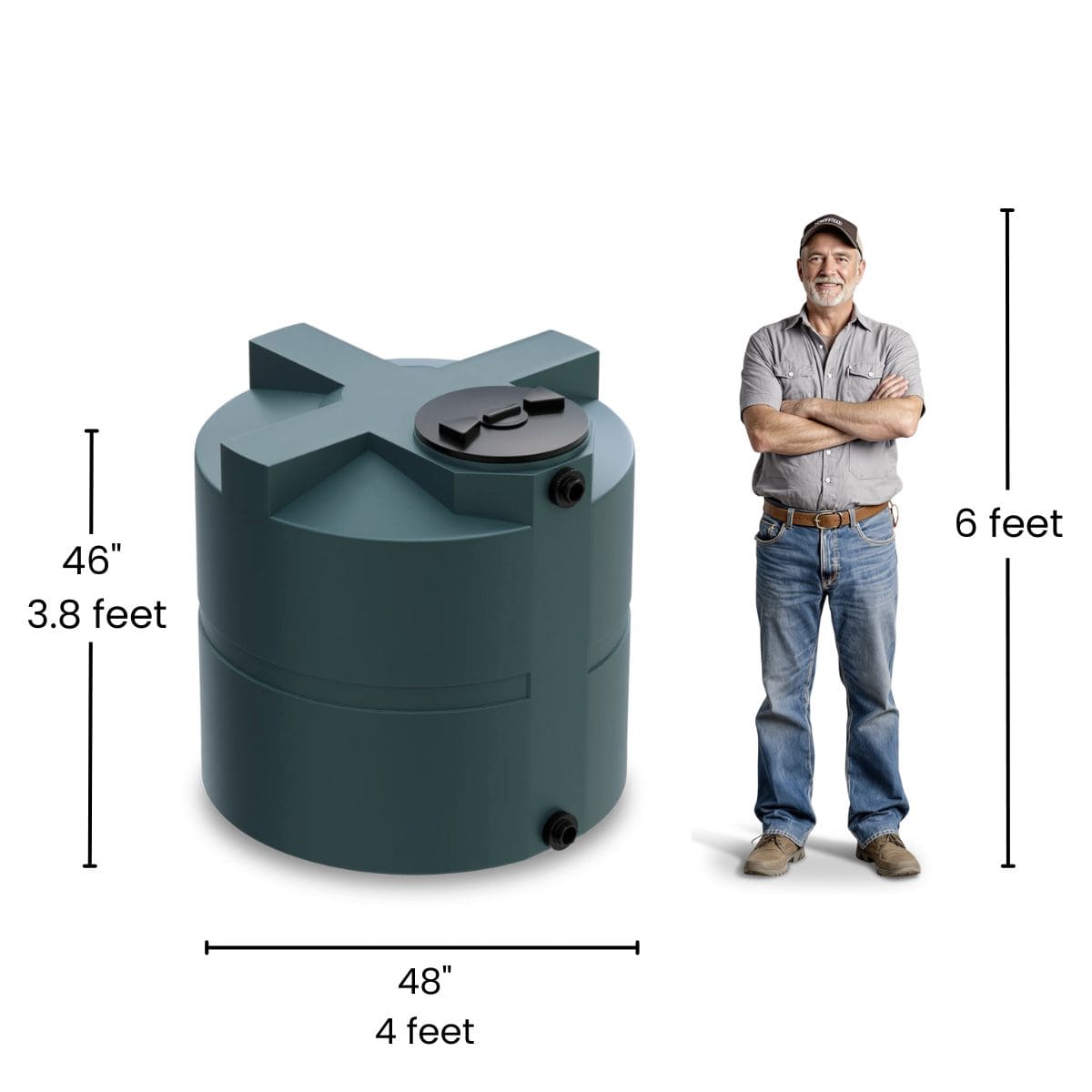 330 Gallon Water Vertical Storage Tank - Green