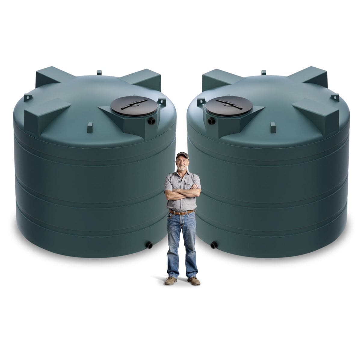 4000 Gallon Vertical Water Storage Tank Package - Green