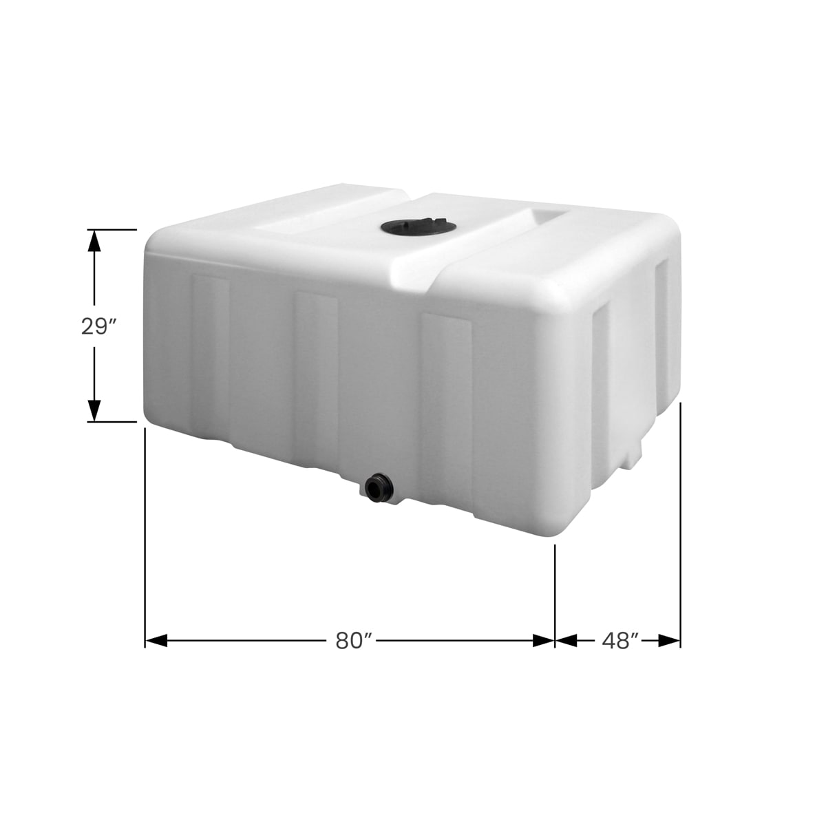 400 Gallon Rectangular Truck Bed Water Tank