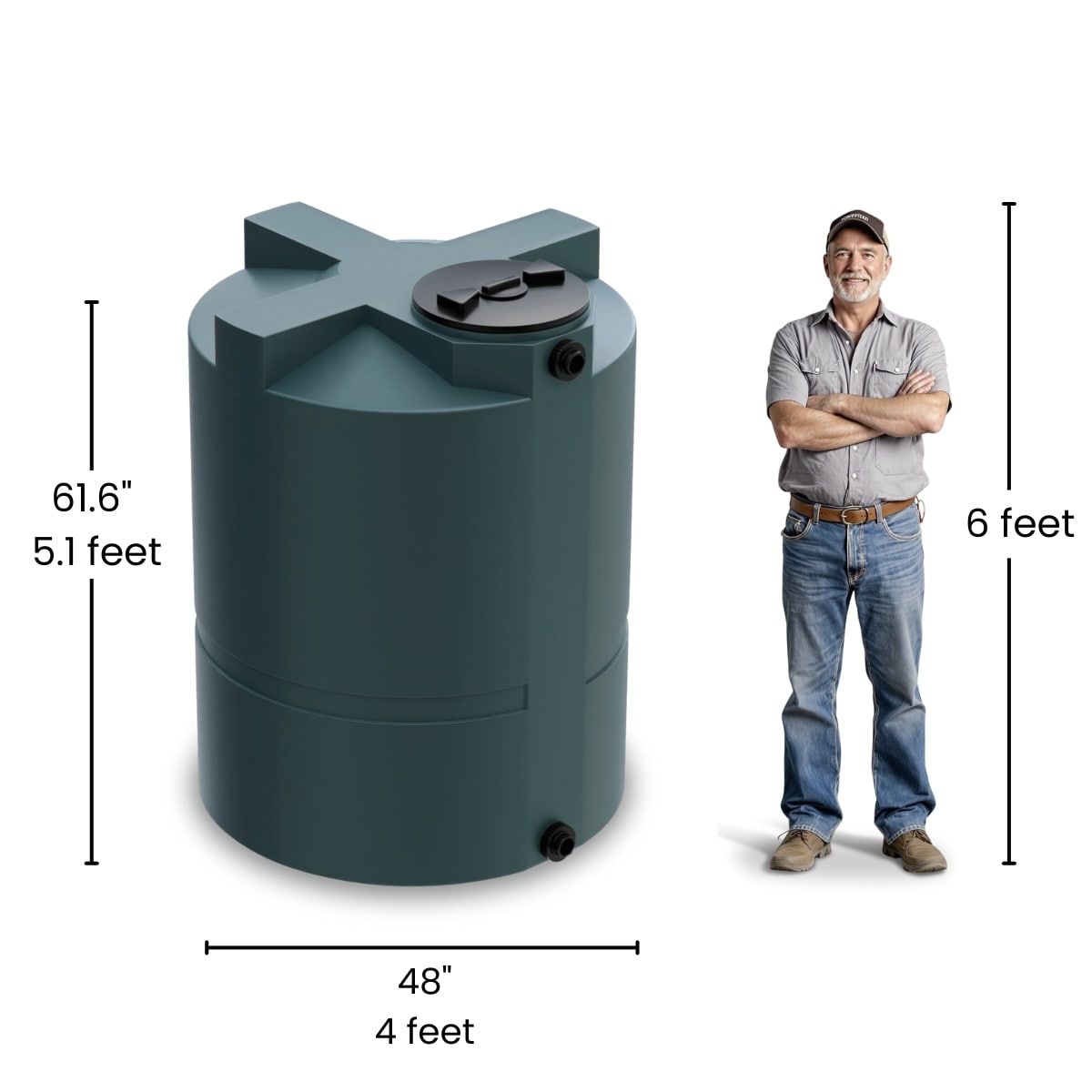 450 Gallon Vertical Water Storage Tank - Green