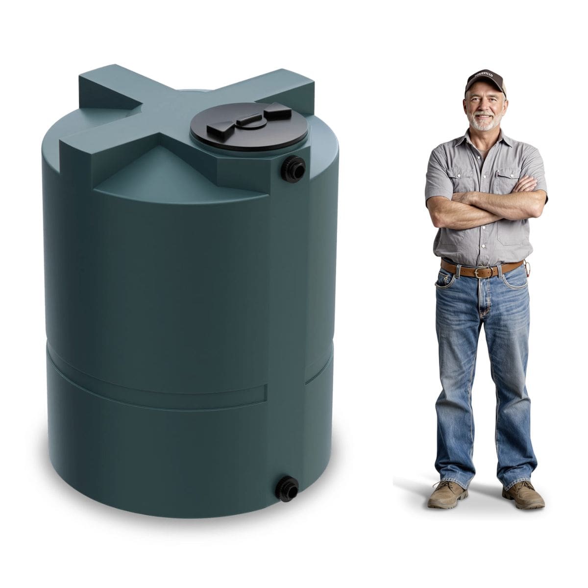 450 Gallon Vertical Water Storage Tank - Green