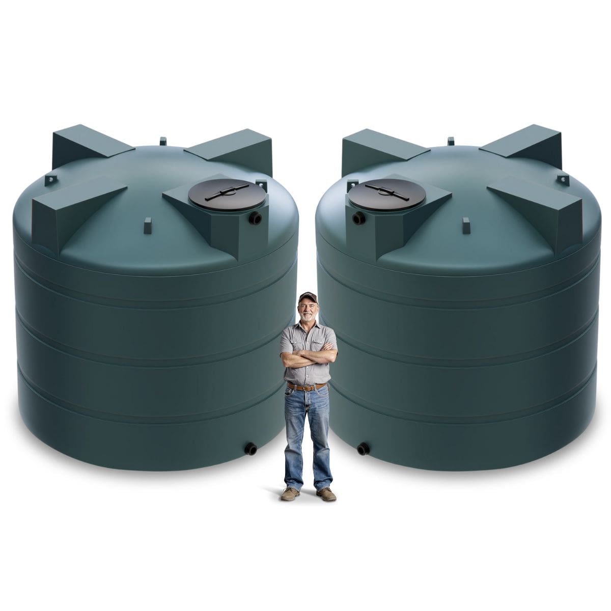 5000 Gallon Vertical Water Storage Tank Package - Green