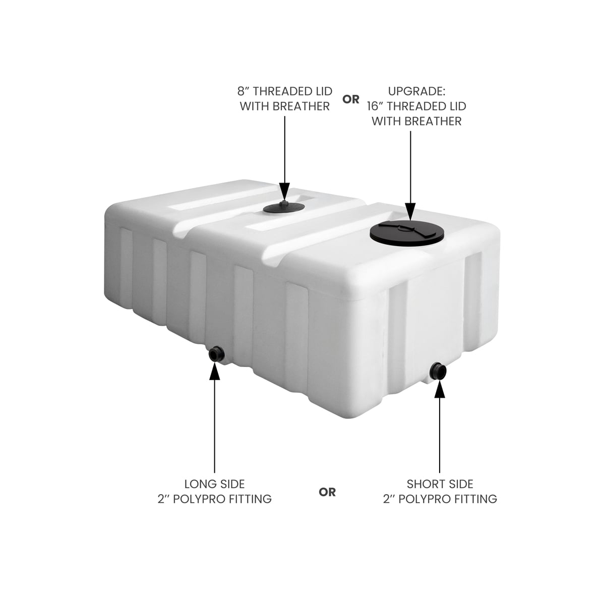 500 Gallon Rectangular Truck Bed Water Tank