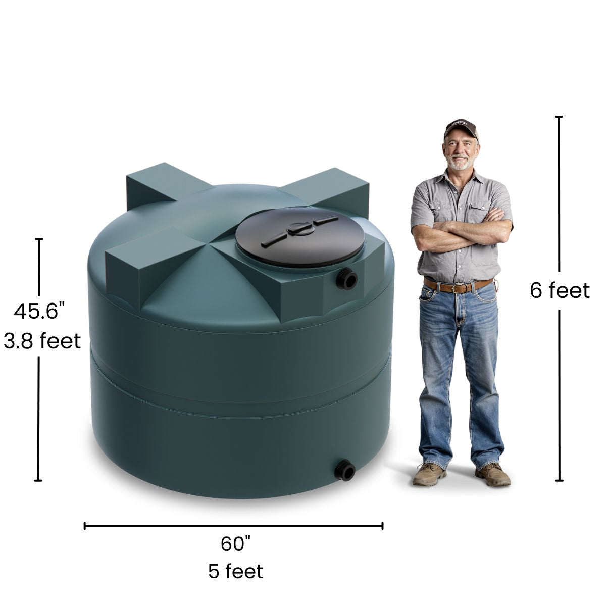 525 Gallon Vertical Water Storage Tank - Green