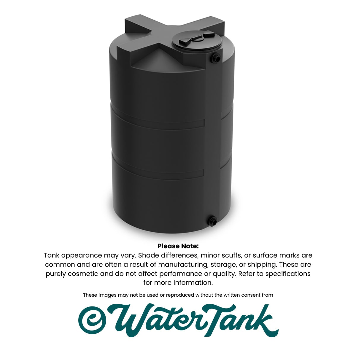 550 Gallon Vertical Water Storage Tank - Black