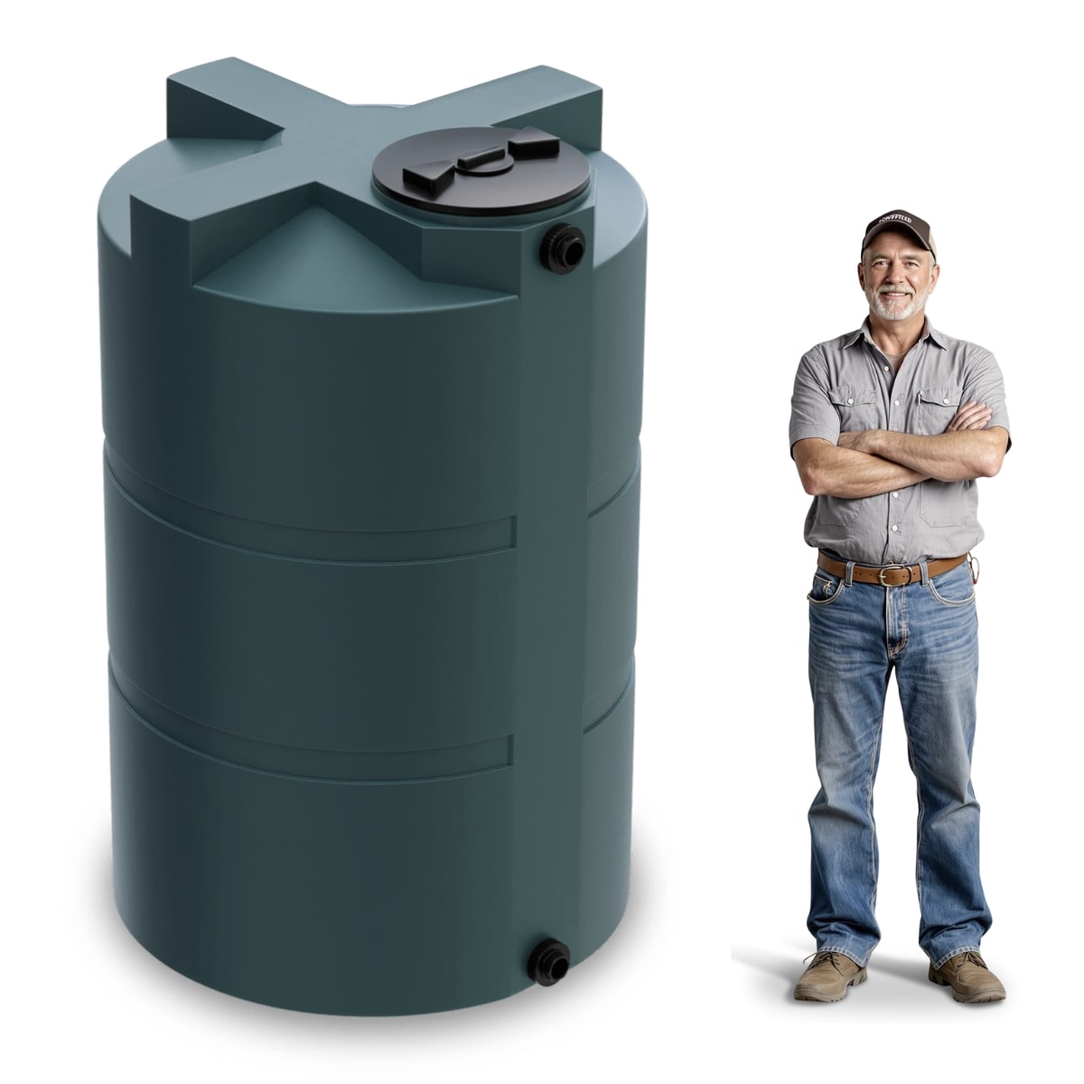 550 Gallon Vertical Water Storage Tank - Green