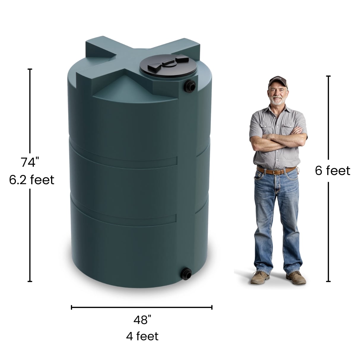 550 Gallon Vertical Water Storage Tank - Green