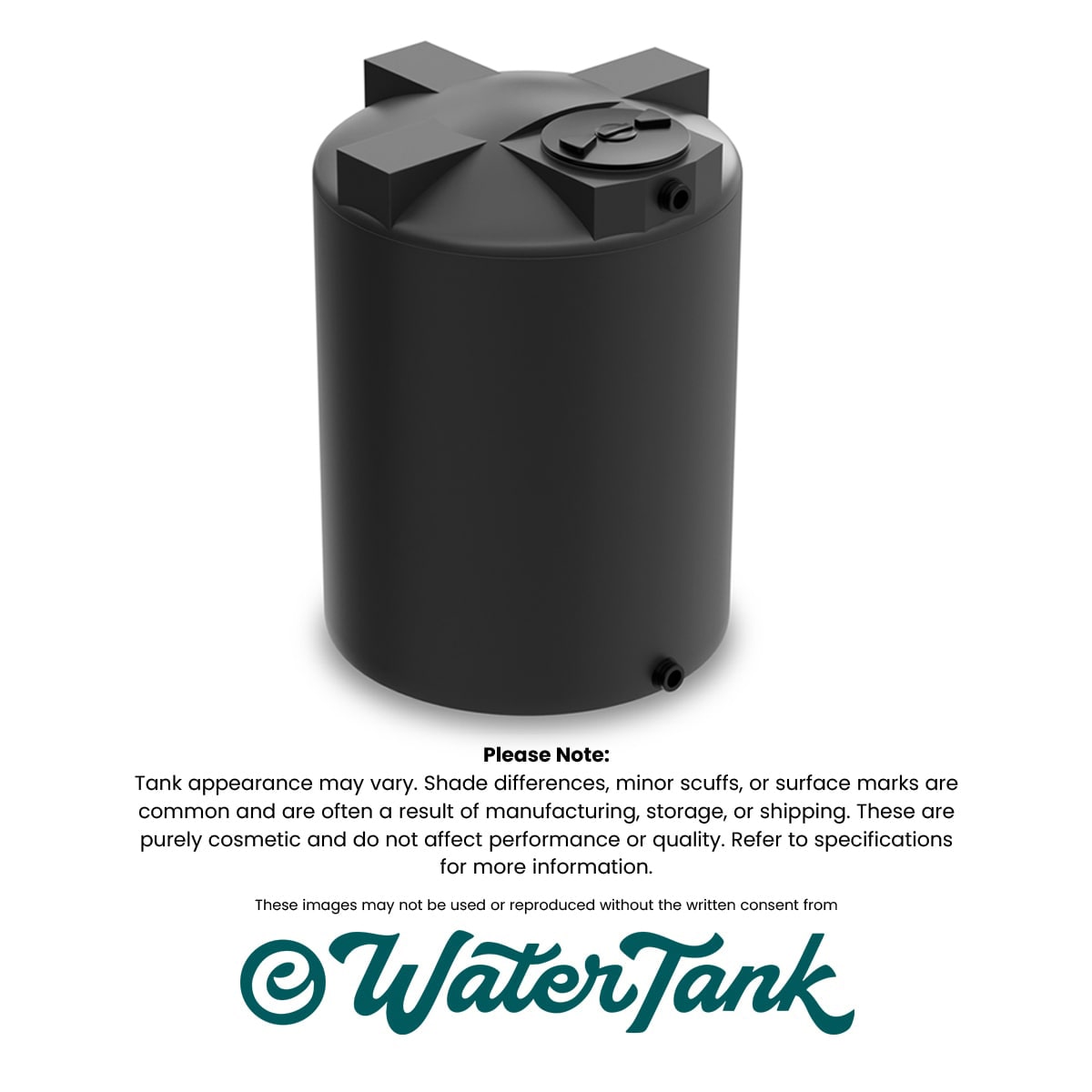 650 Gallon Vertical Water Storage Tank - Black