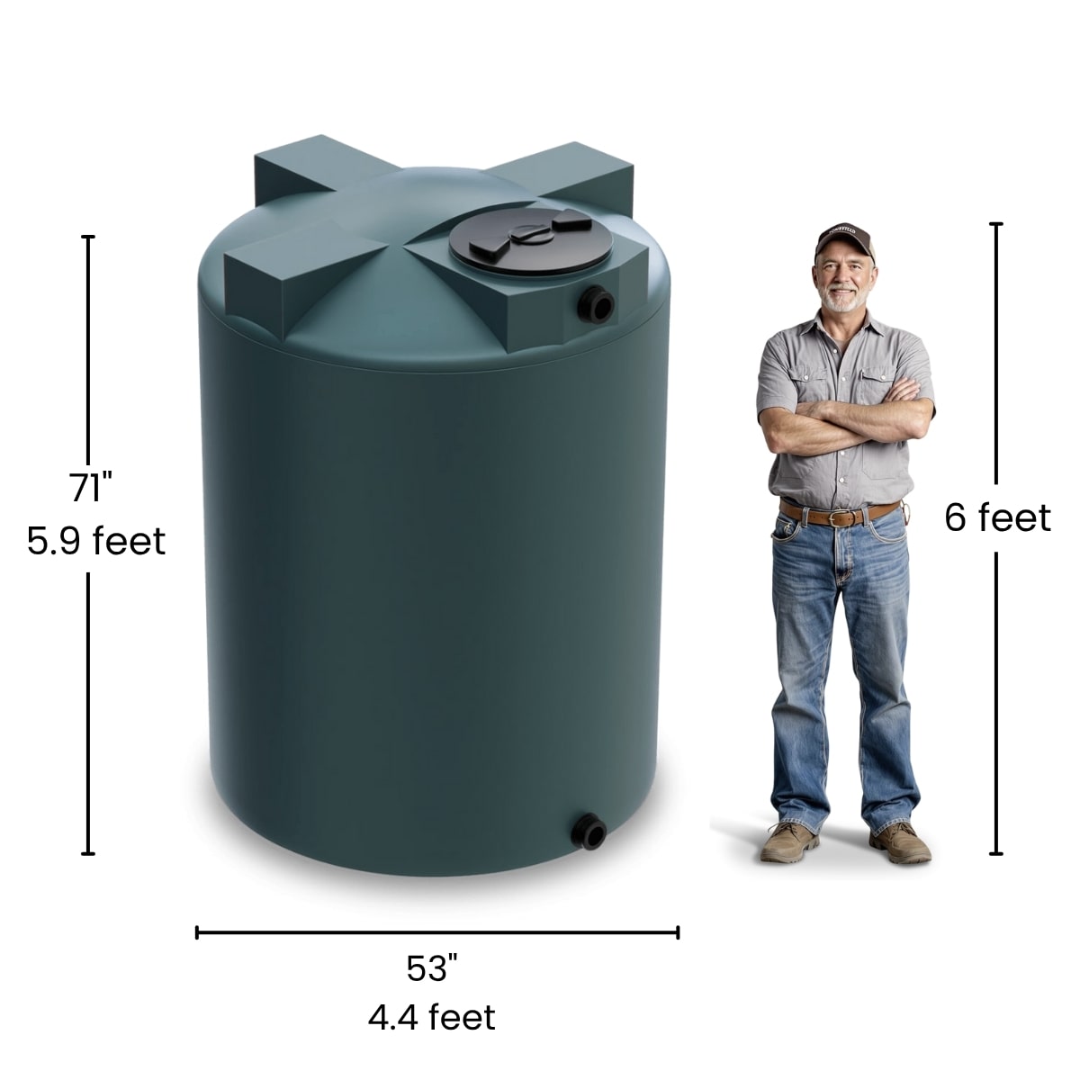 650 Gallon Vertical Water Storage Tank - Green