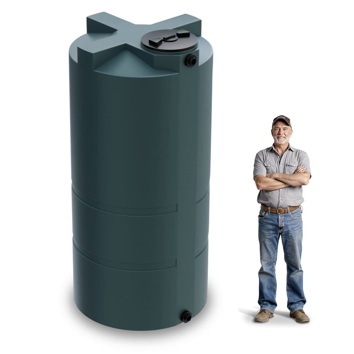 750 Gallon Vertical Water Storage Tank - Green