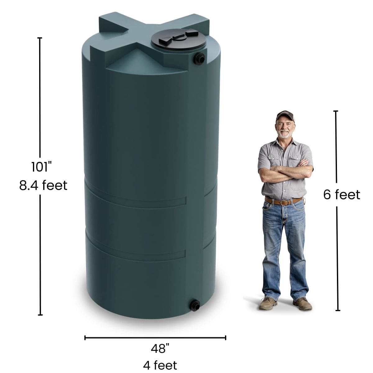 750 Gallon Vertical Water Storage Tank - Green