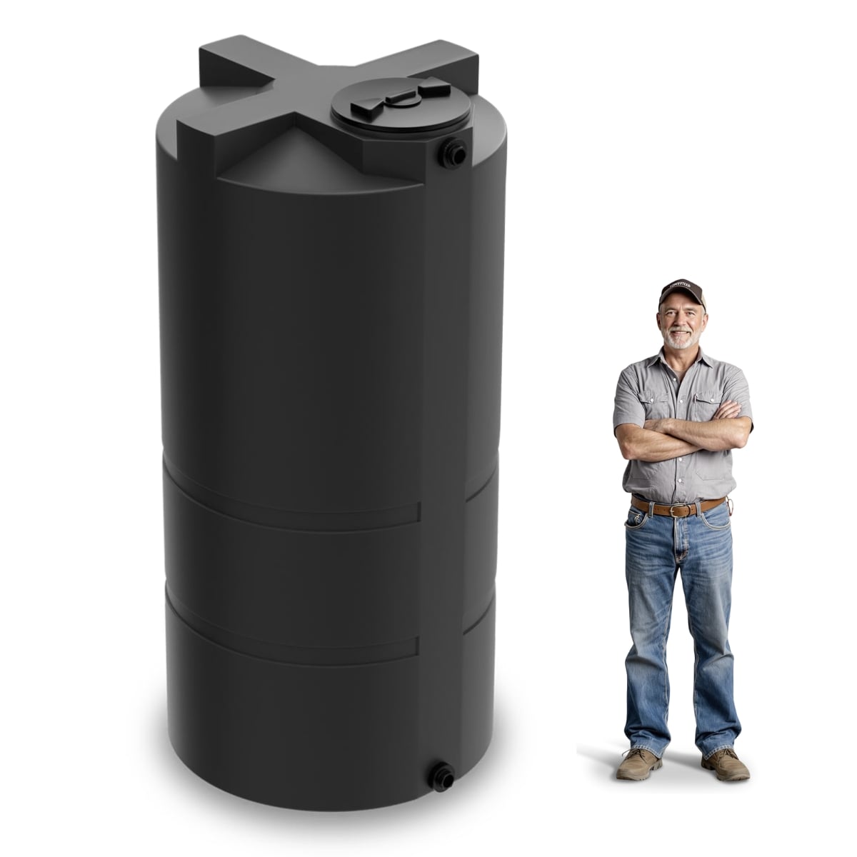 750 Gallon Vertical Water Storage Tank - Black