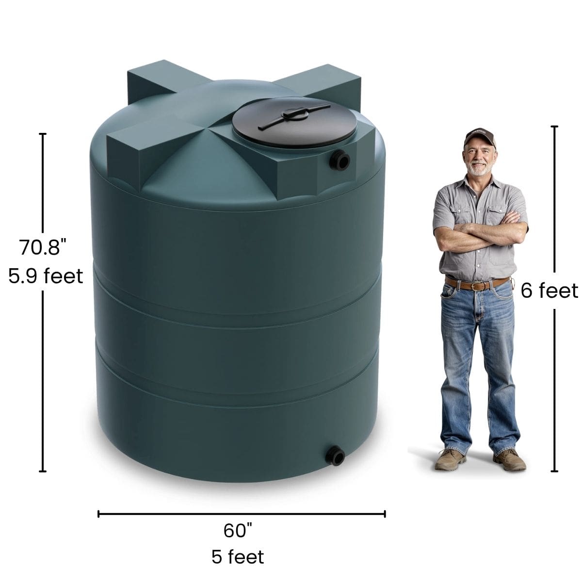 825 Gallon Vertical Water Storage Tank - Green