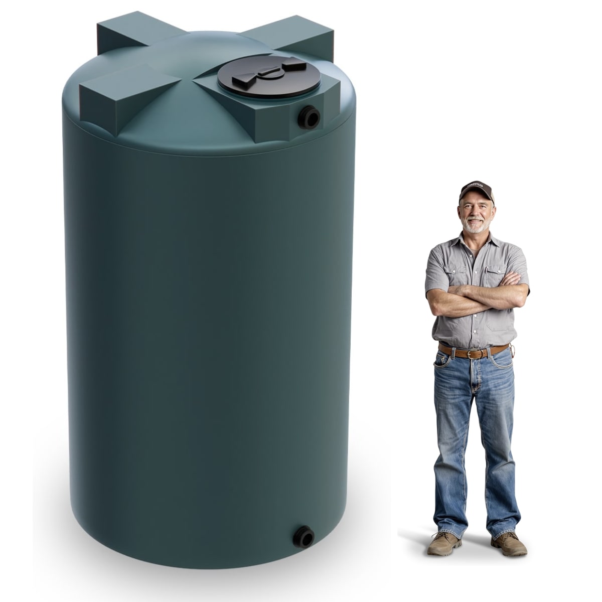 850 Gallon Vertical Water Storage Tank - Green