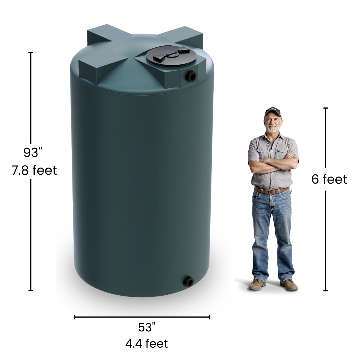 850 Gallon Vertical Water Storage Tank - Green