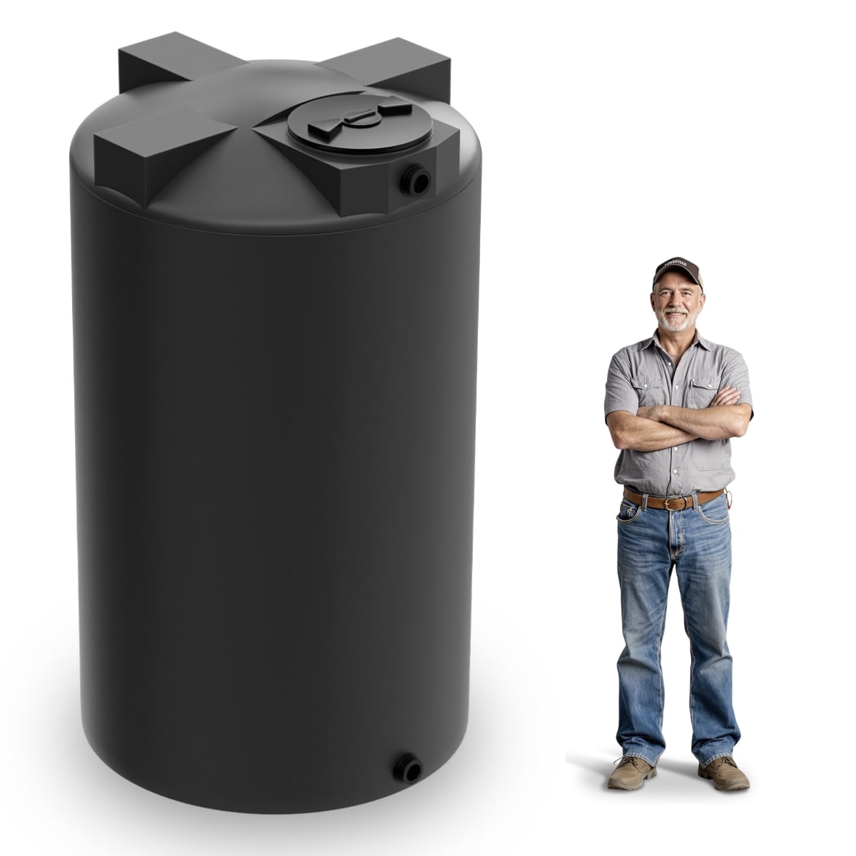 850 Gallon Vertical Water Storage Tank - Black