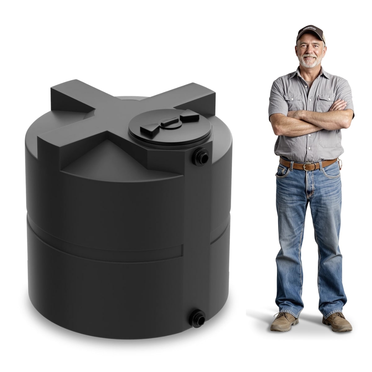 330 Gallon Water Vertical Storage Tank - Black