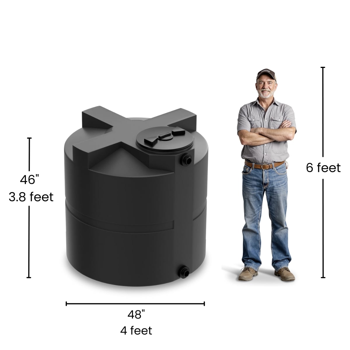 330 Gallon Water Vertical Storage Tank - Black