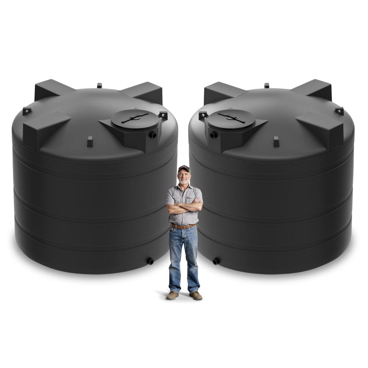 4000 Gallon Vertical Water Storage Tank Package - Black