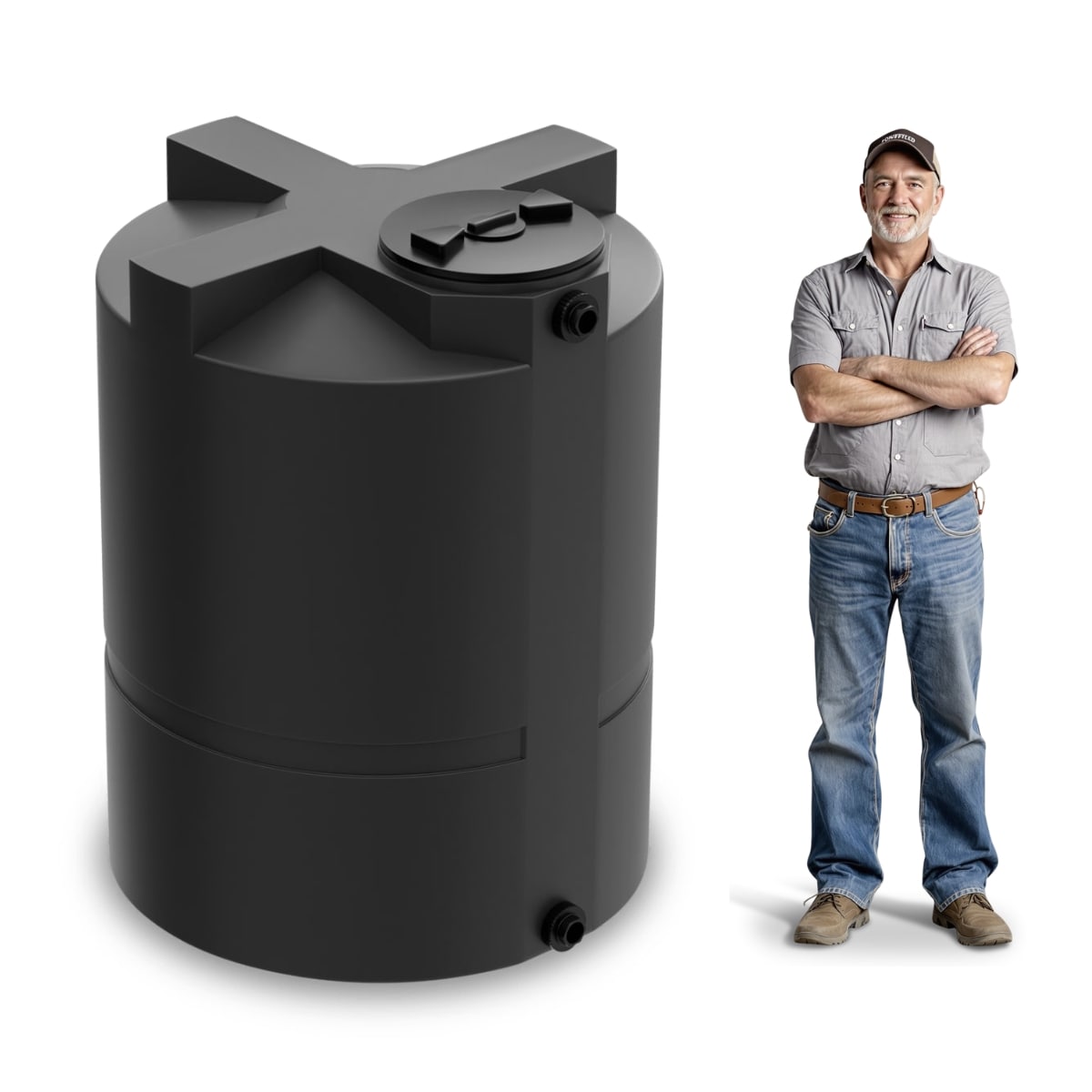 450 Gallon Vertical Water Storage Tank - Black