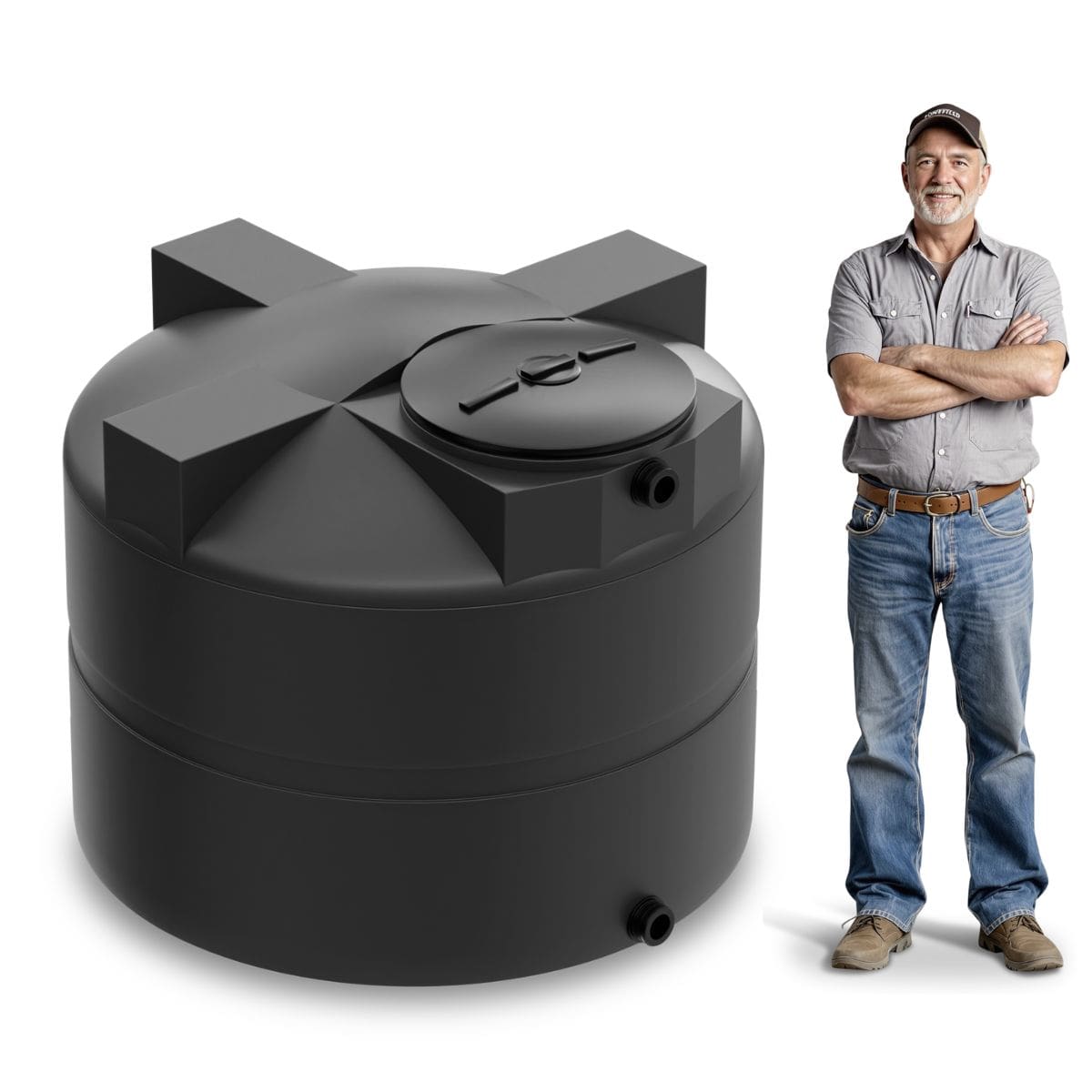 525 Gallon Vertical Water Storage Tank - Black