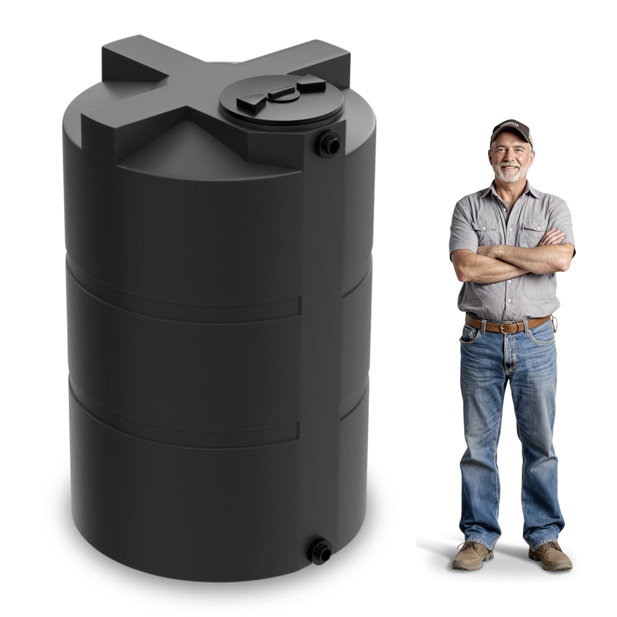 550 Gallon Vertical Water Storage Tank - Black